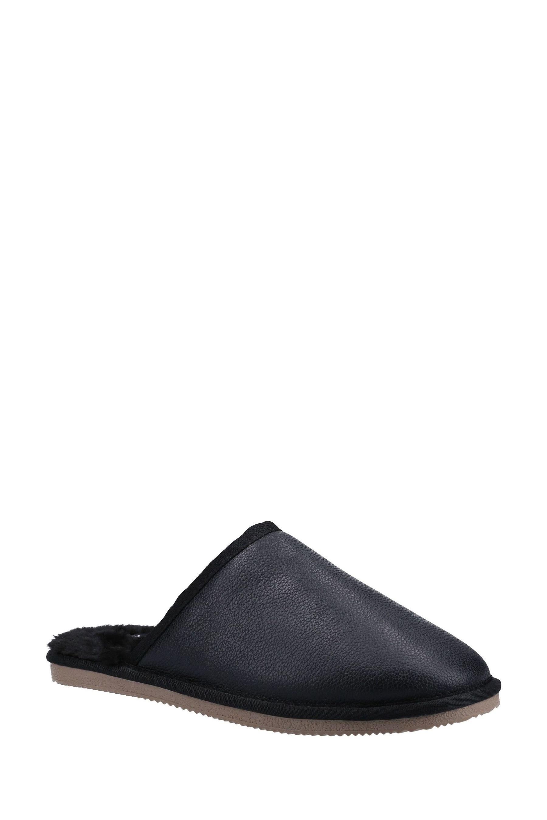Hush Puppies Coady Black Leather Slippers