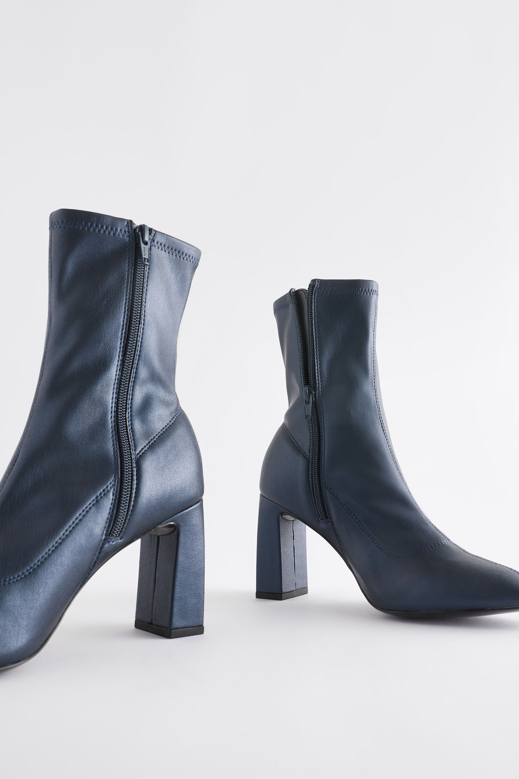 Buy Navy Blue Round Toe Ankle Sock Boots from Next Luxembourg