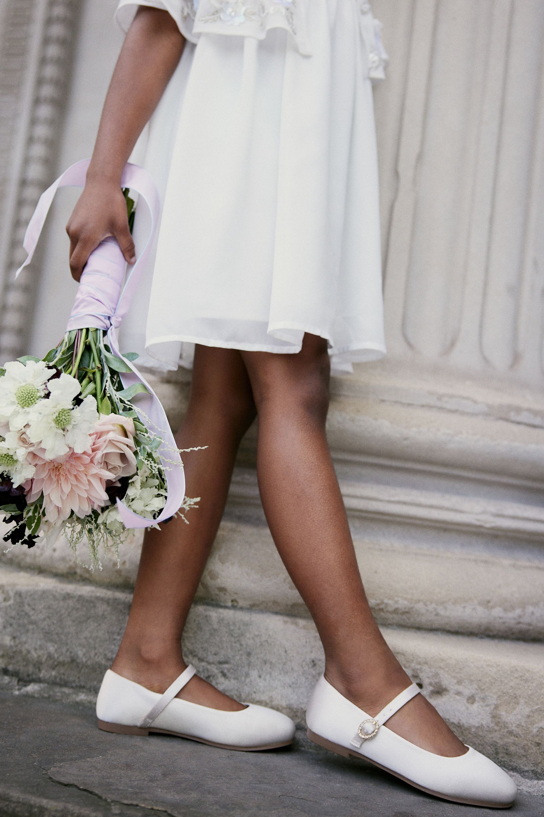 Buy White Satin Stain Resistant Standard Fit F Square Toe Mary Jane Occasion Shoes from Next Ireland
