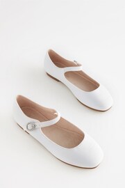 White Satin (Stain Resistant) Standard Fit (F) Square Toe Mary Jane Occasion Shoes - Image 2 of 6
