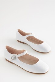 White Satin (Stain Resistant) Standard Fit (F) Square Toe Mary Jane Occasion Shoes - Image 4 of 6