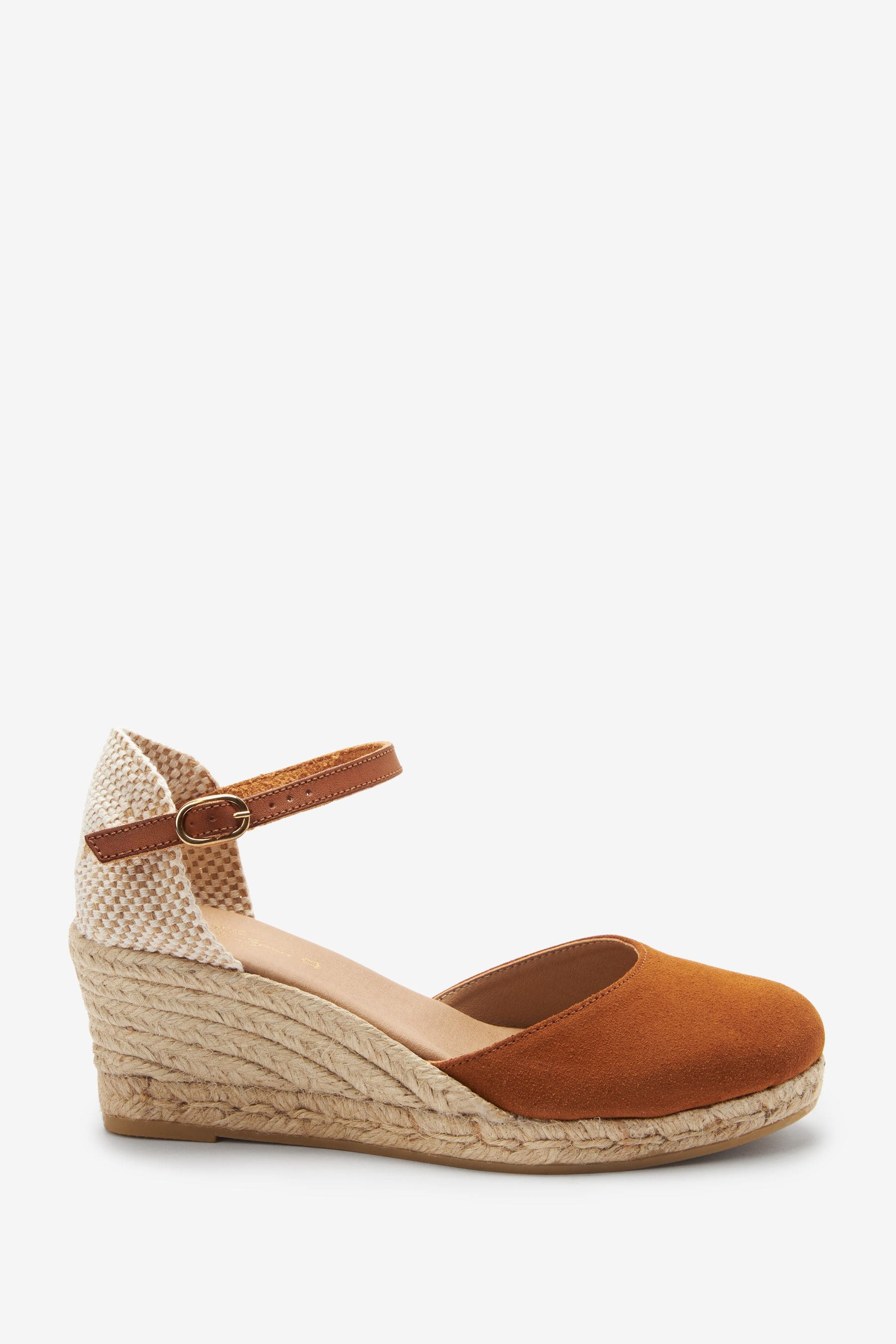Buy Tan Brown Forever Comfort Leather Closed Toe Low Wedges from Next Luxembourg