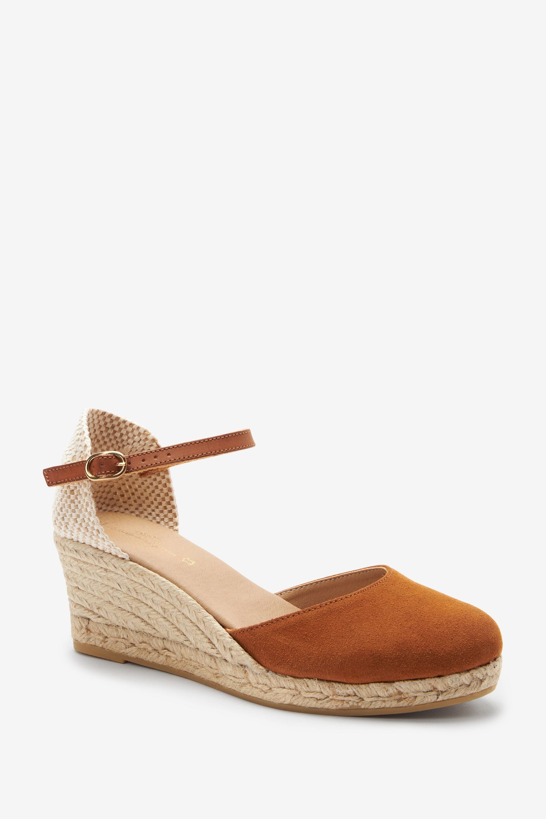 Buy Tan Brown Forever Comfort Leather Closed Toe Low Wedges from Next Luxembourg