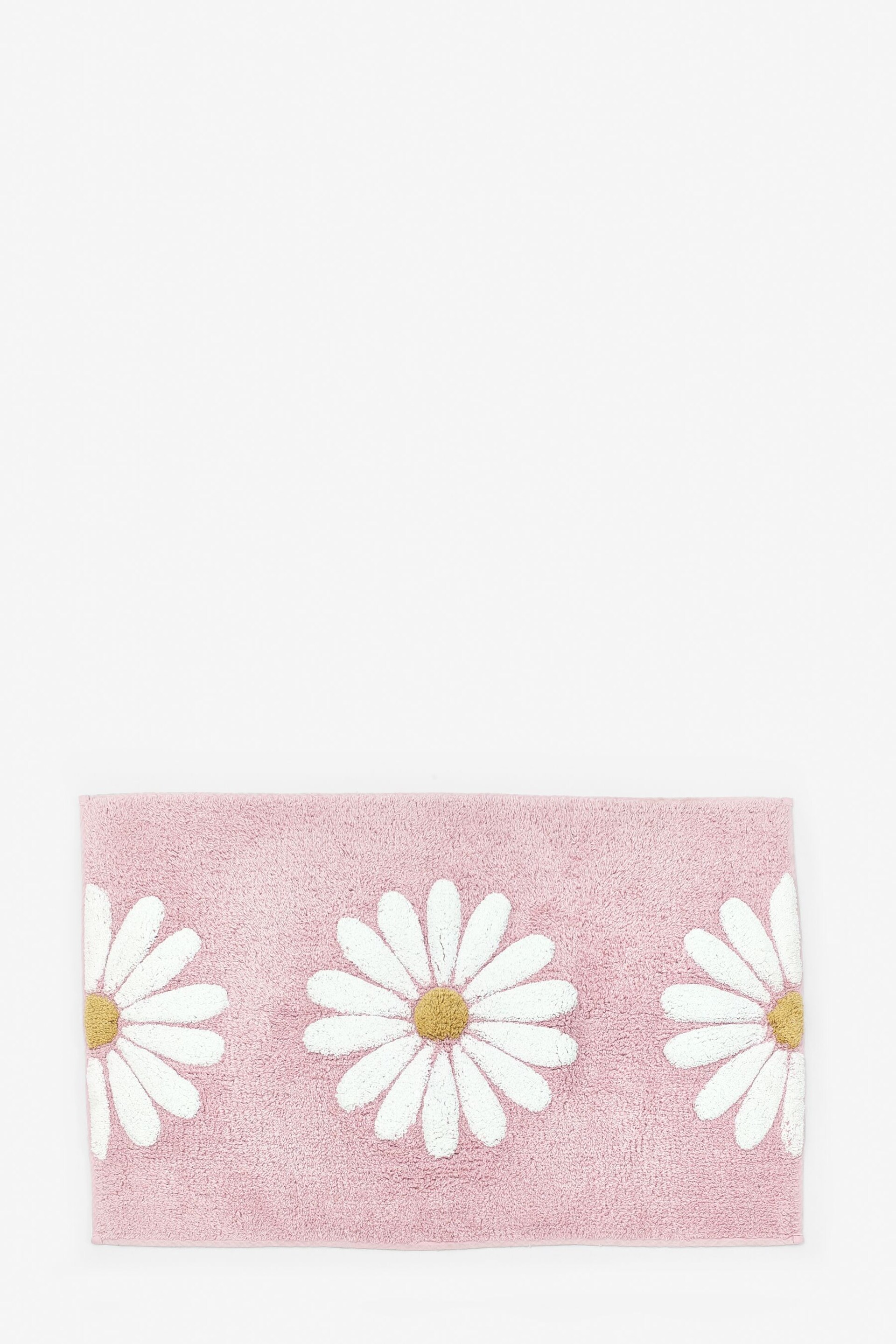 Pink Daisy 100% Cotton Bath Mat - Image 3 of 4