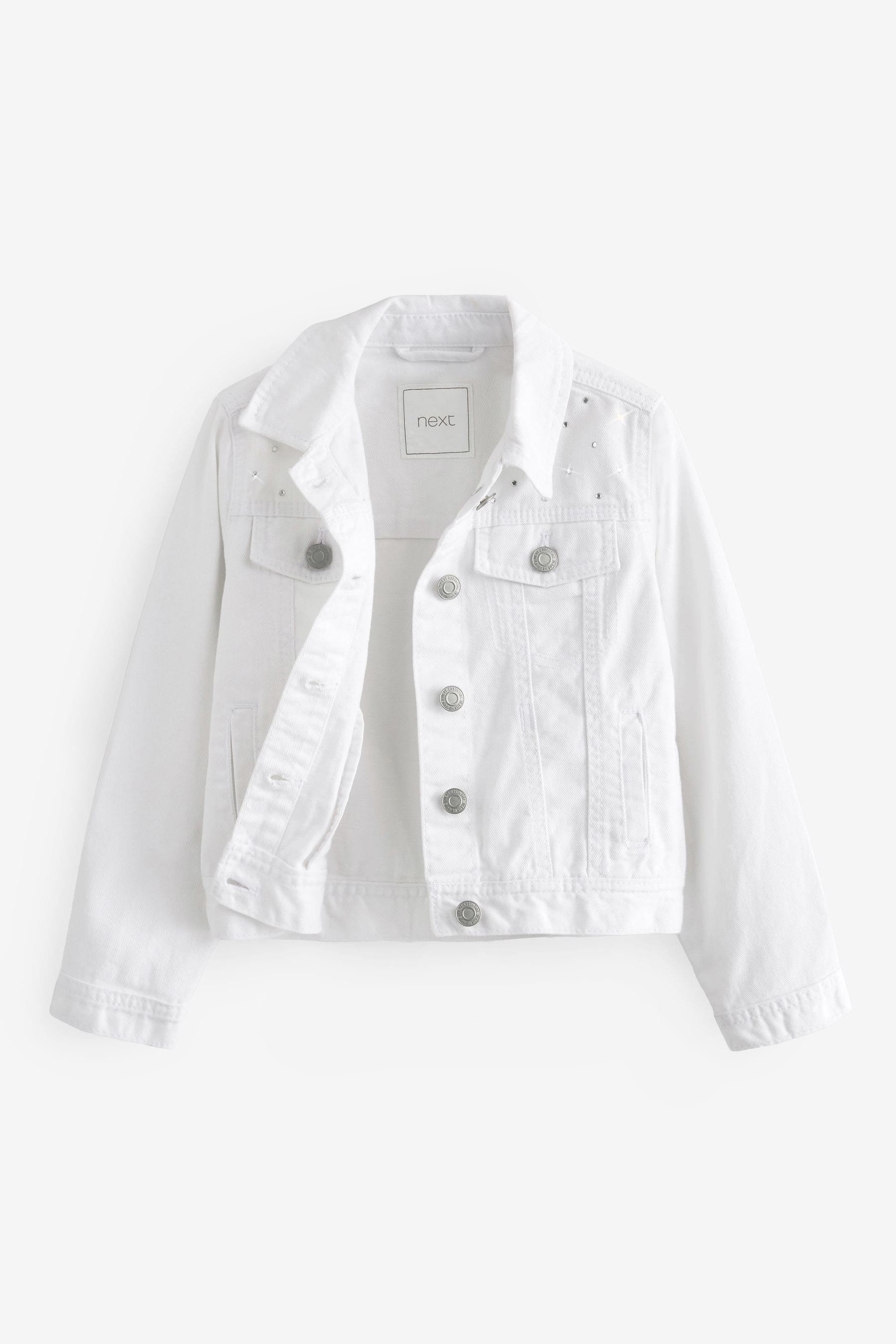 White denim jacket girls hot sale