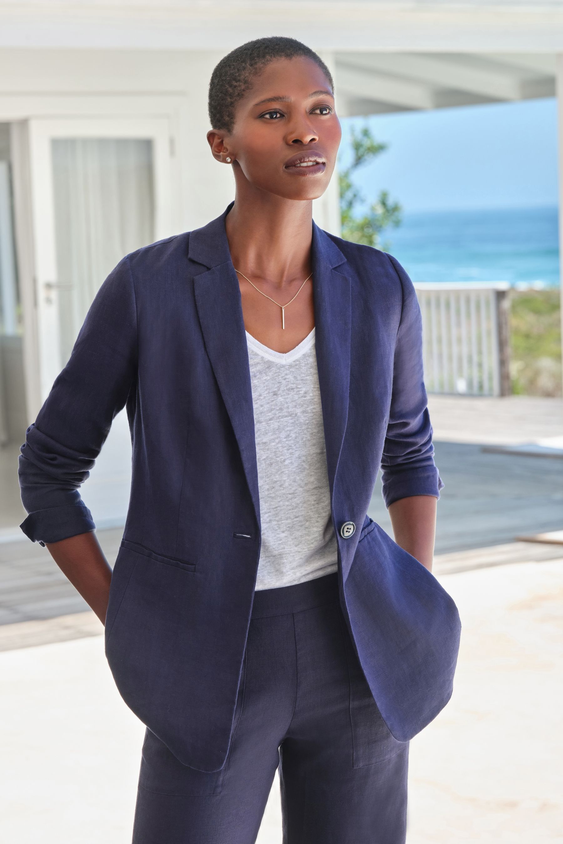 Longline linen blazer hotsell