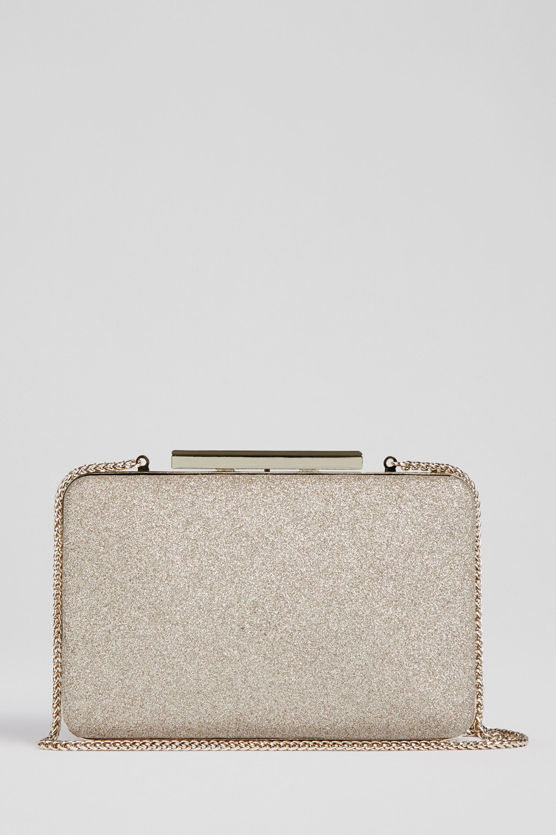 LK Bennett Dotty Champagne Glitter Box Clutch - Image 1 of 3