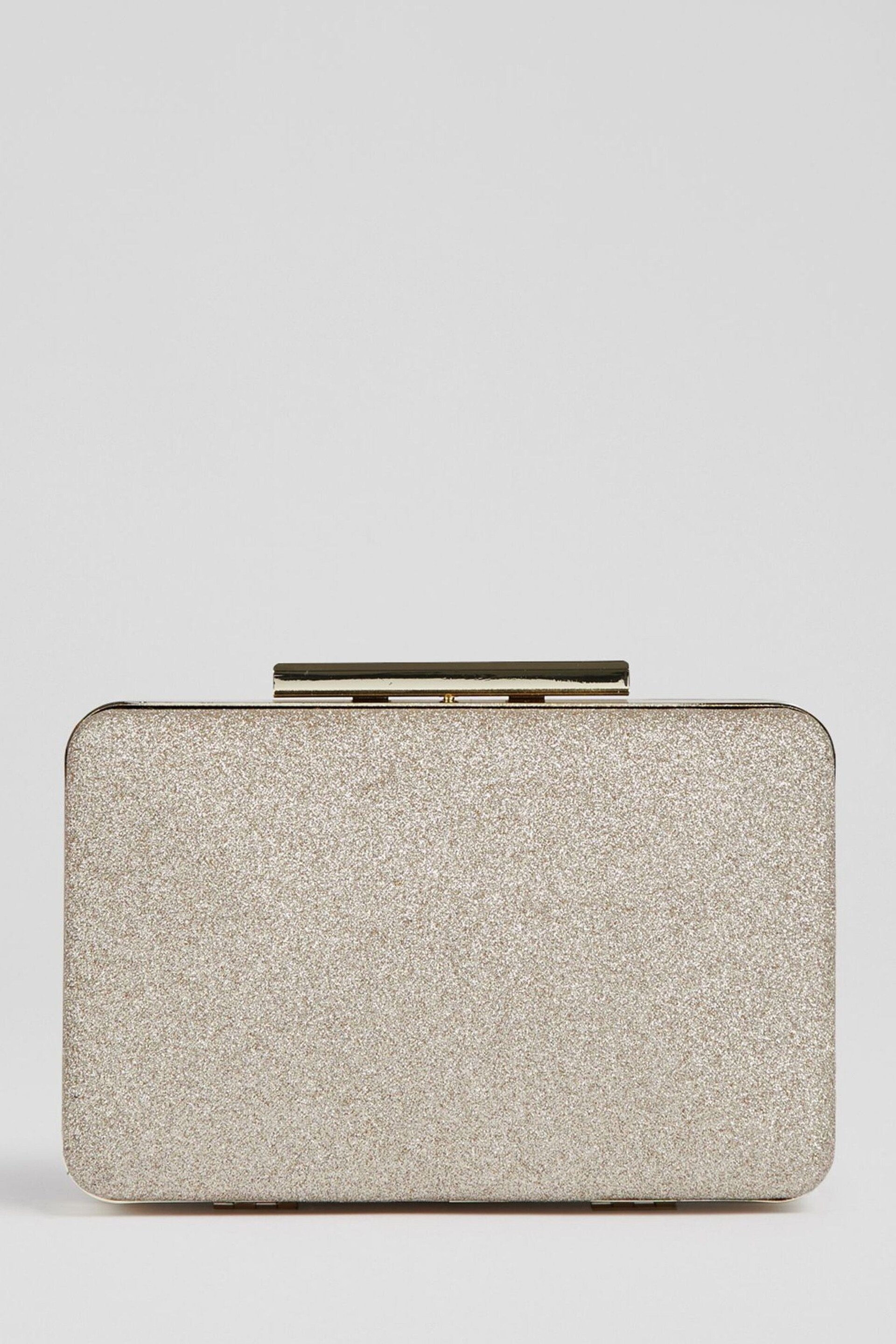 LK Bennett Dotty Champagne Glitter Box Clutch - Image 2 of 3