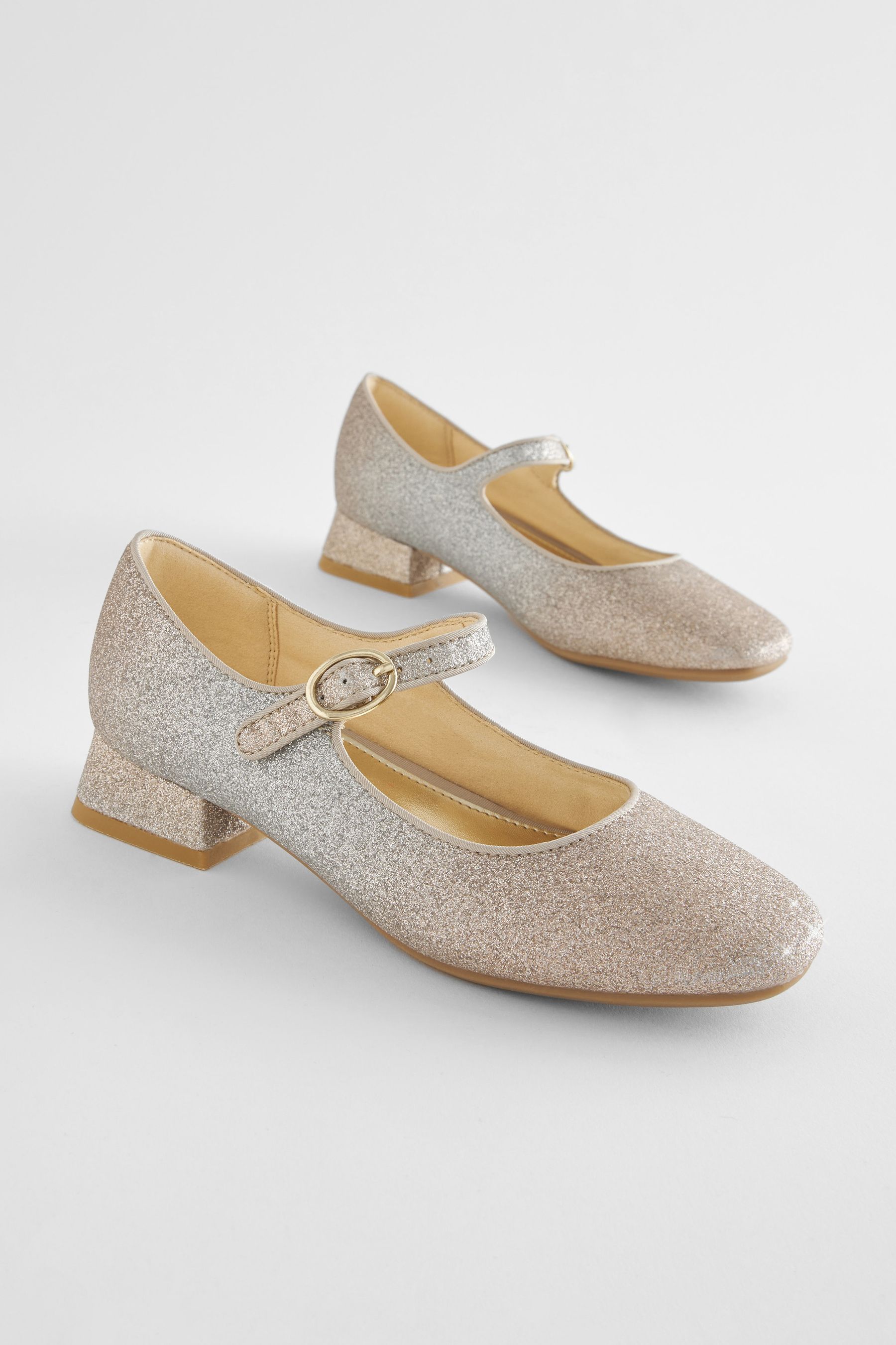 Buy Silver Gold Ombre Glitter Flared Heel Occasion Shoes from Next Luxembourg