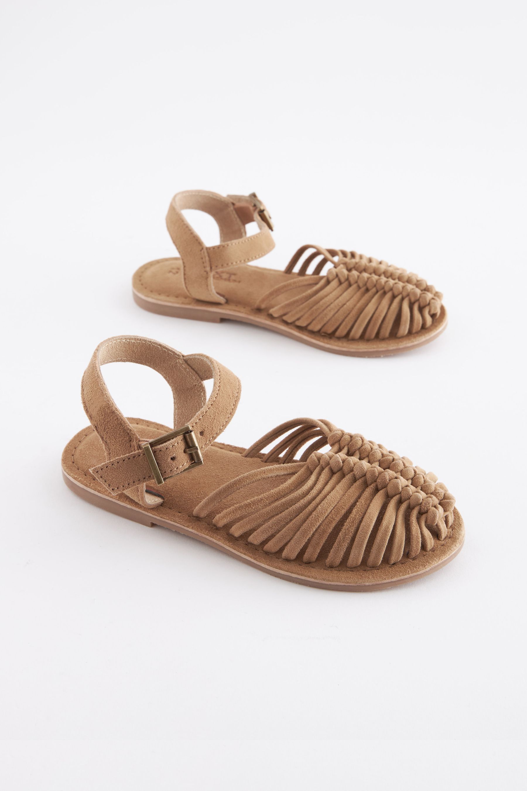 Buy Tan Brown Suede Woven Fisherman Sandals from Next Luxembourg