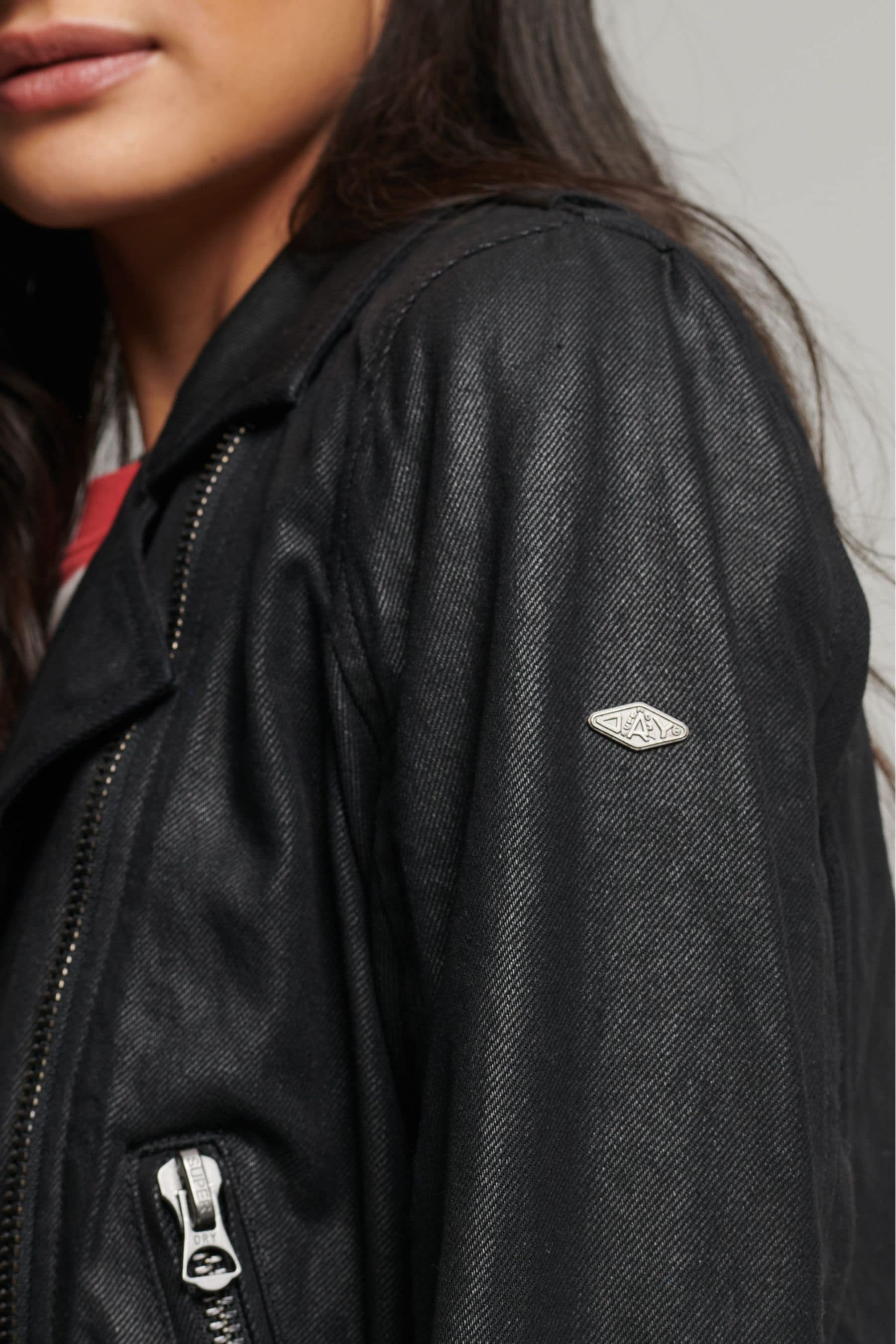 Buy Superdry Black Vintage Coated Womens Biker Jacket from Next Luxembourg