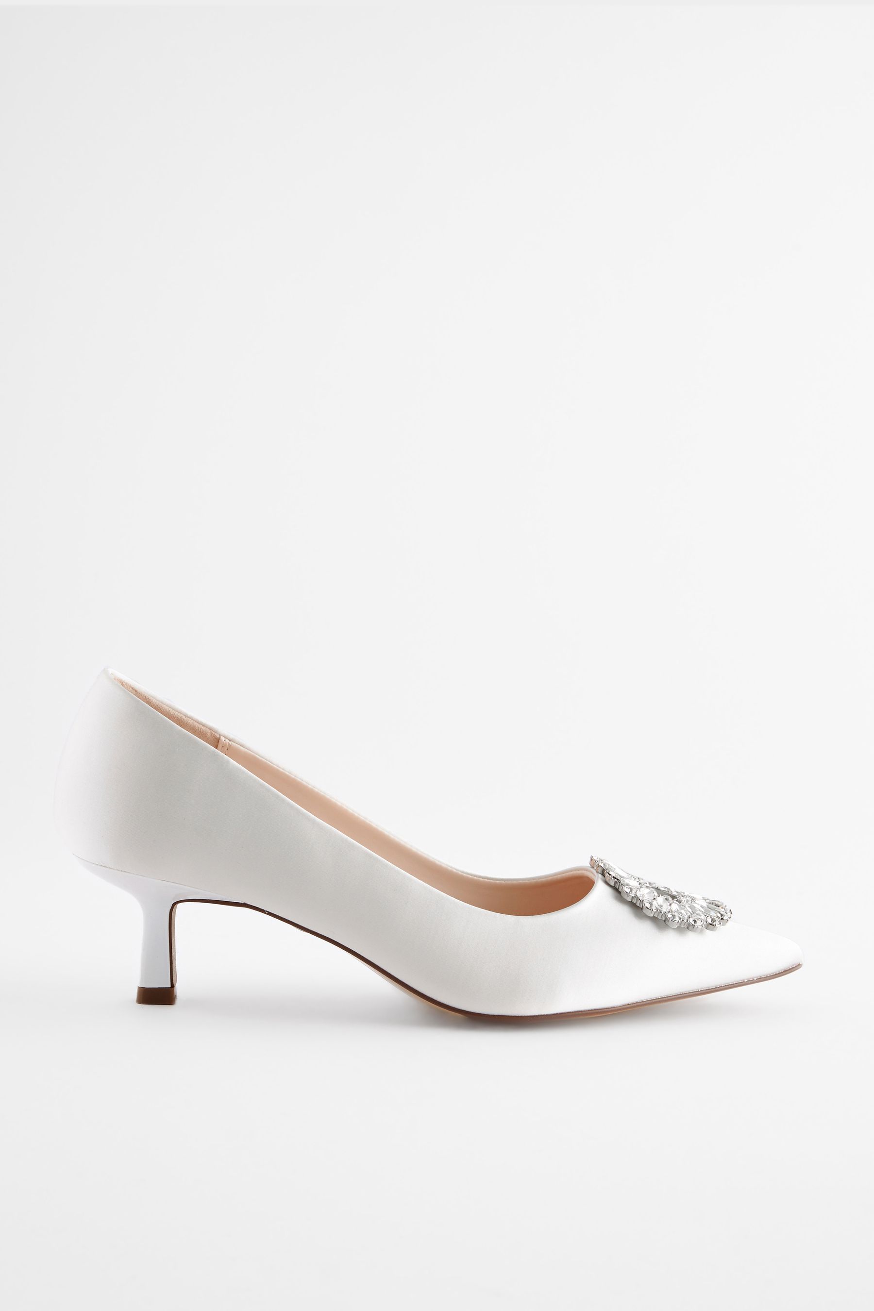 Buy Ivory White Forever Comfort Wedding Satin Jewel Trim Kitten Heel Bridal Shoes from Next Luxembourg