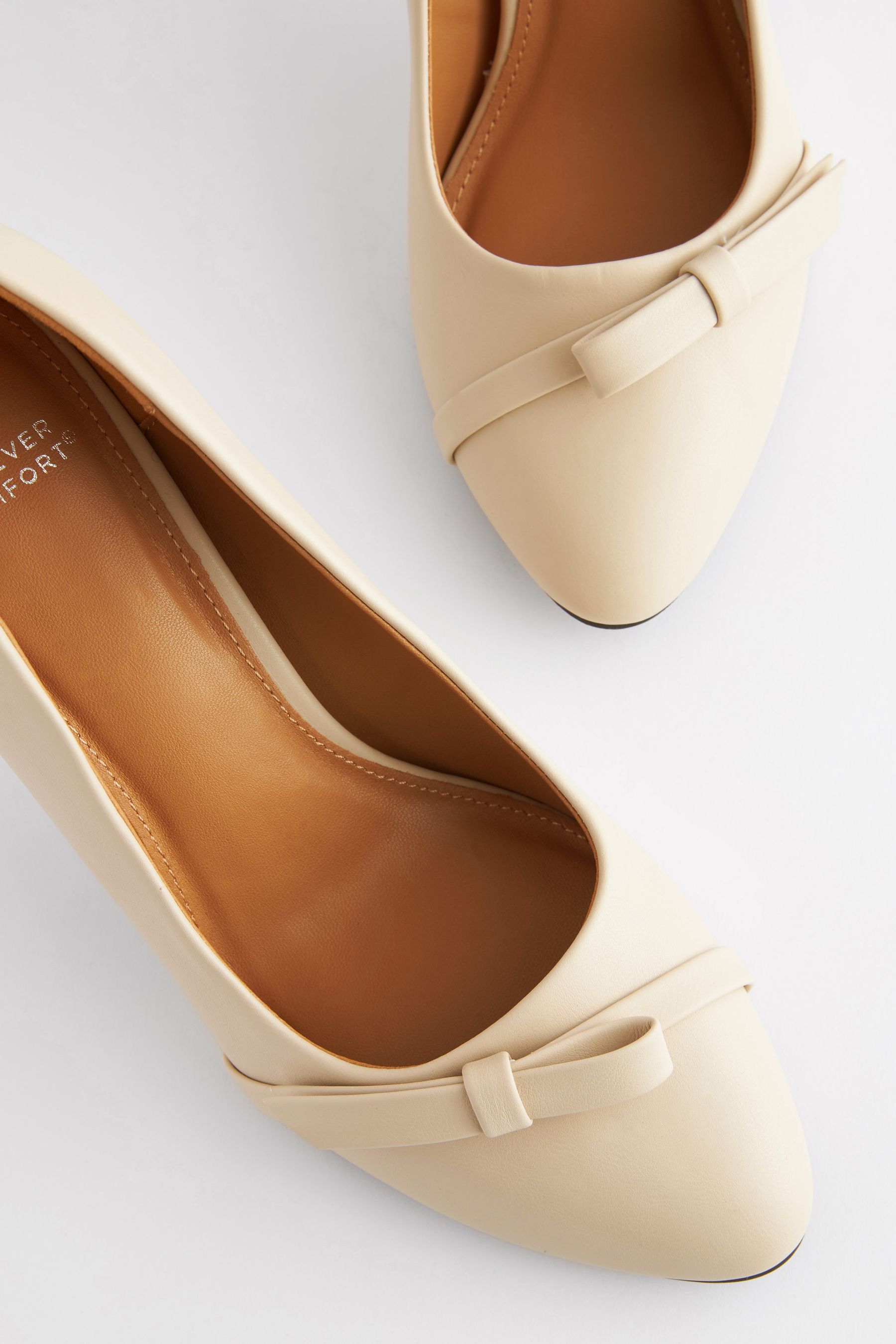 Buy Bone Cream Forever Comfort Round Toe Bow Court Shoes from Next Luxembourg