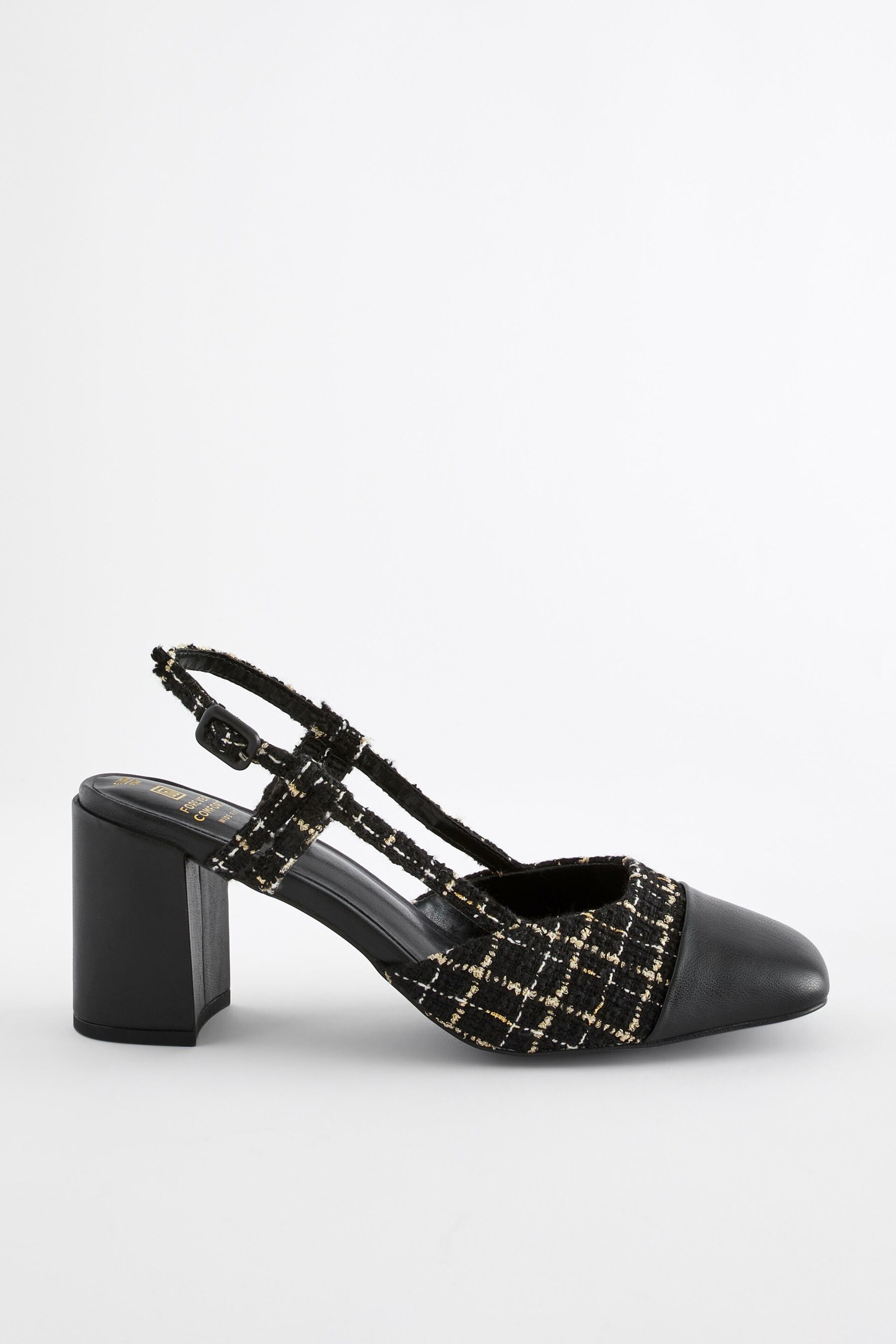 Monochrome Forever Comfort® Square Toe Slingback Block Heel Shoes - Image 7 of 12