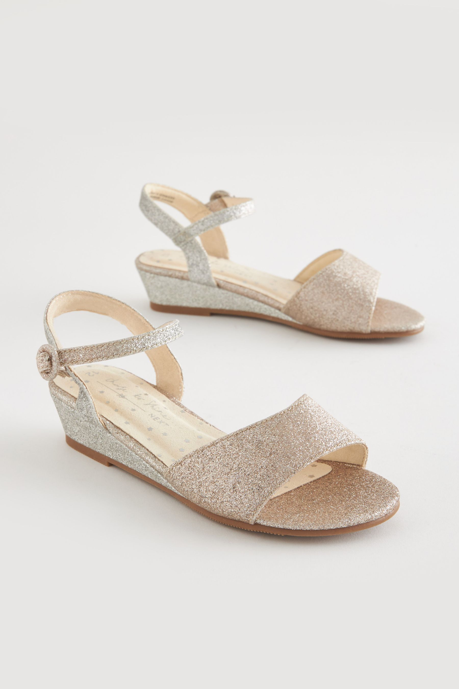 Silver glitter wedge sandals sale