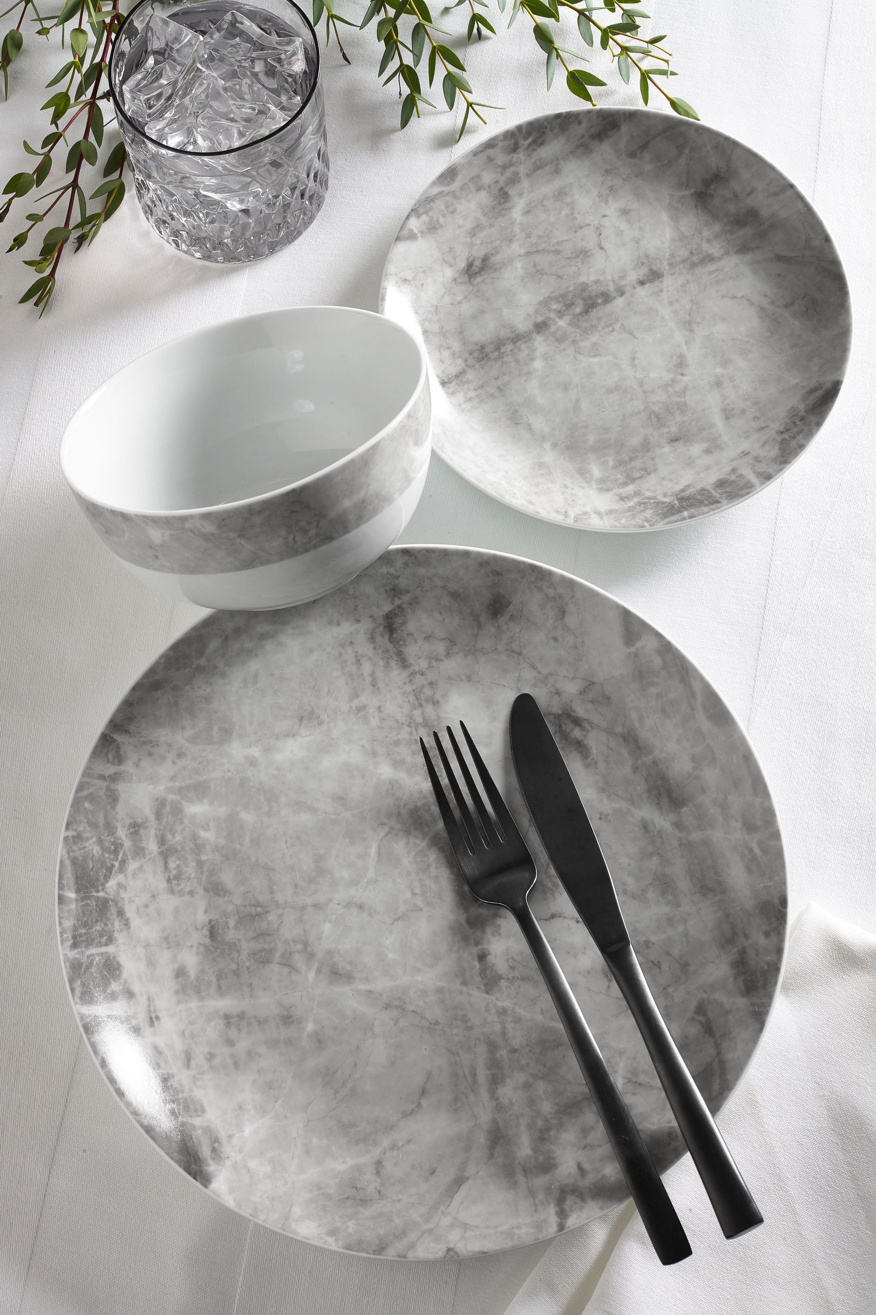 Buy Grey Marble 12 Piece Dinner Set from Next Austria