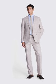MOSS Tailored Fit Oatmeal Linen Suit: Jacket - Image 4 of 8