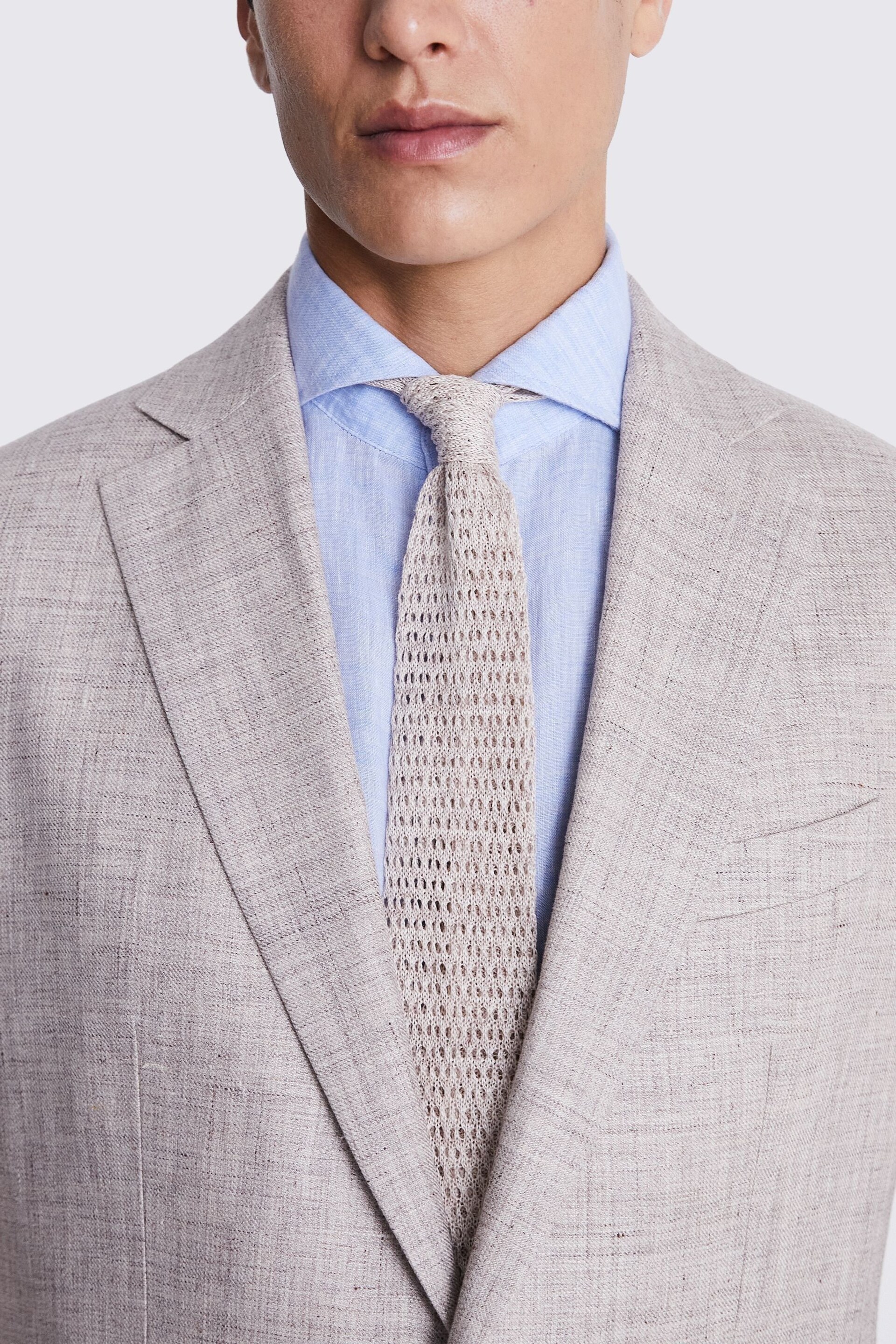 MOSS Tailored Fit Oatmeal Linen Suit: Jacket - Image 7 of 8