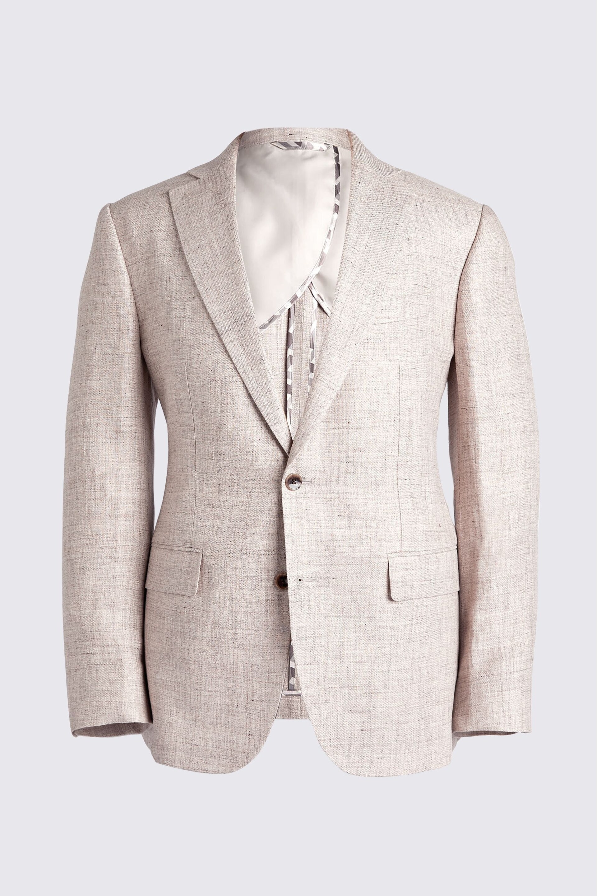 MOSS Tailored Fit Oatmeal Linen Suit: Jacket - Image 8 of 8