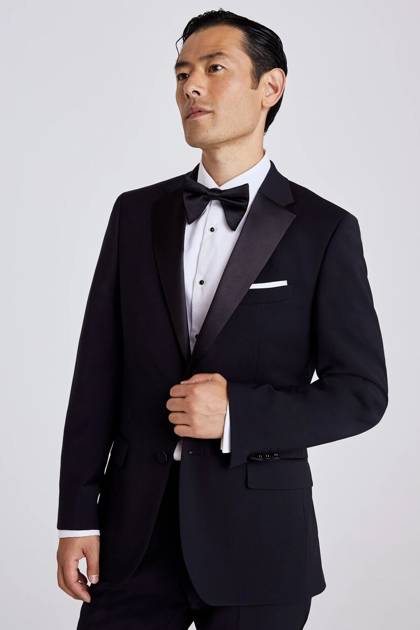 MOSS Black Tailored Fit Performance Dresswear Notch Suit: Jacket - Image 1 of 7