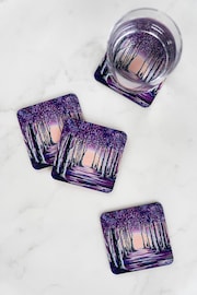 Steven Brown Art Set of 4 Purple Forest Coasters - Image 1 of 3