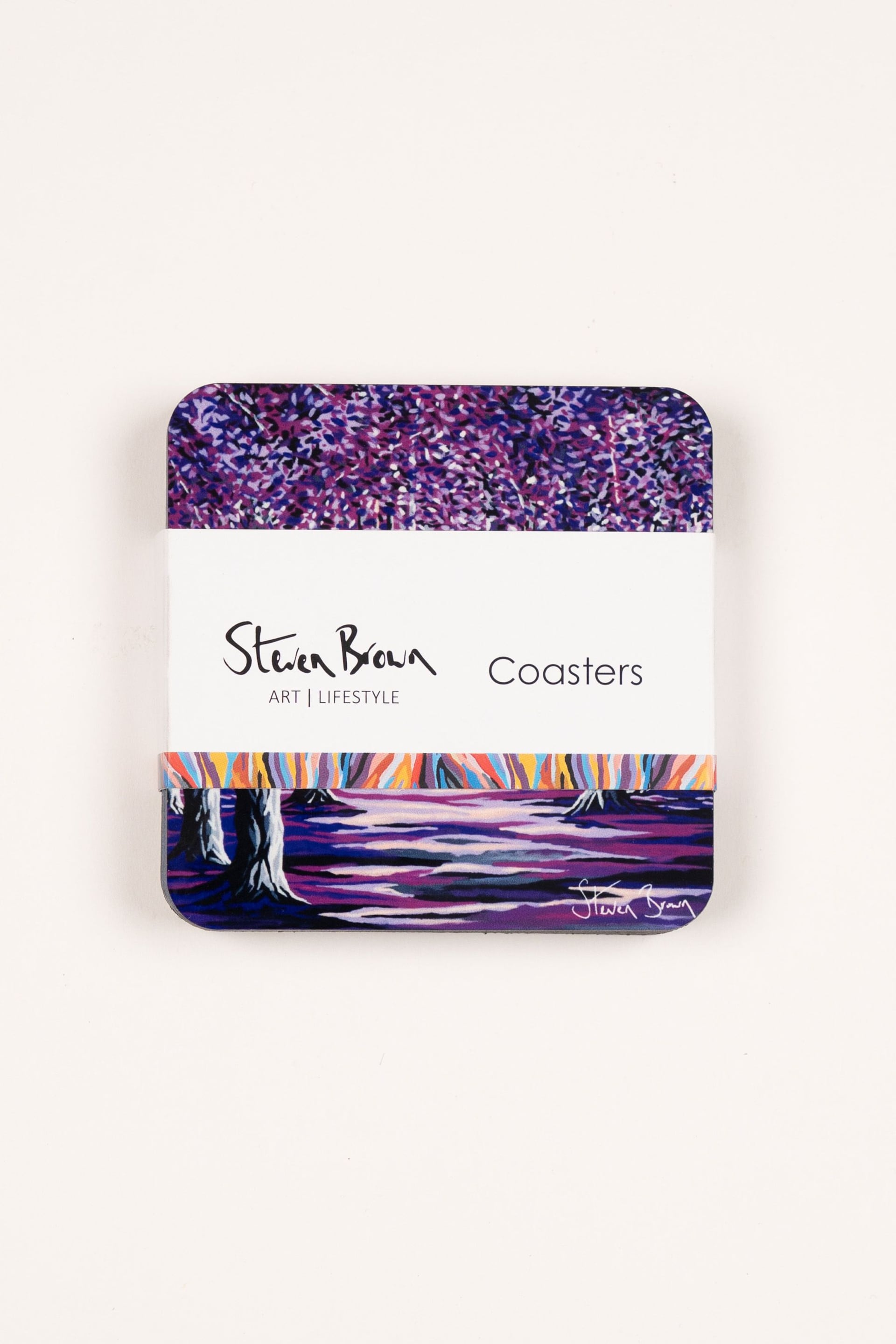 Steven Brown Art Set of 4 Purple Forest Coasters - Image 2 of 3