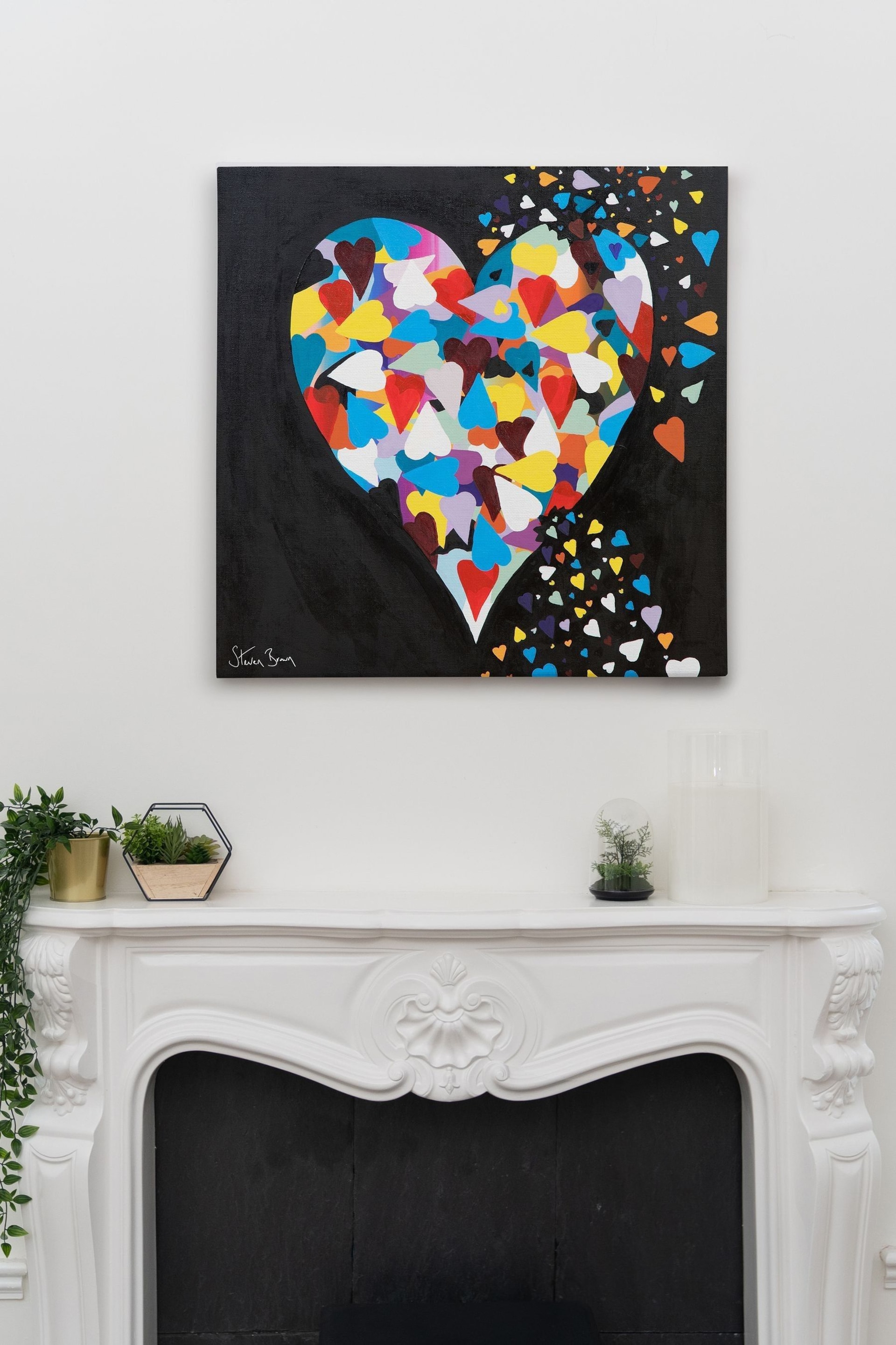 Steven Brown Art Black Heart of Hearts Large Canvas Print - Image 2 of 4