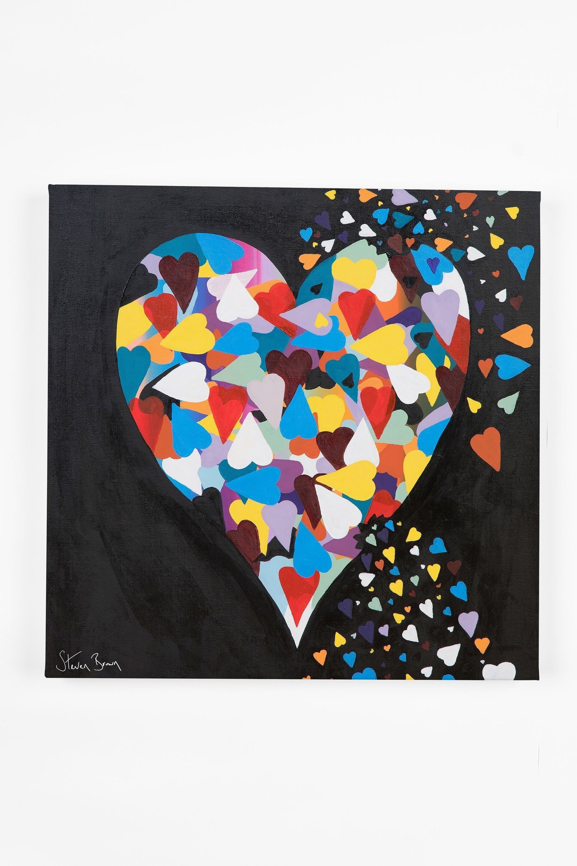 Steven Brown Art Black Heart of Hearts Large Canvas Print - Image 3 of 4