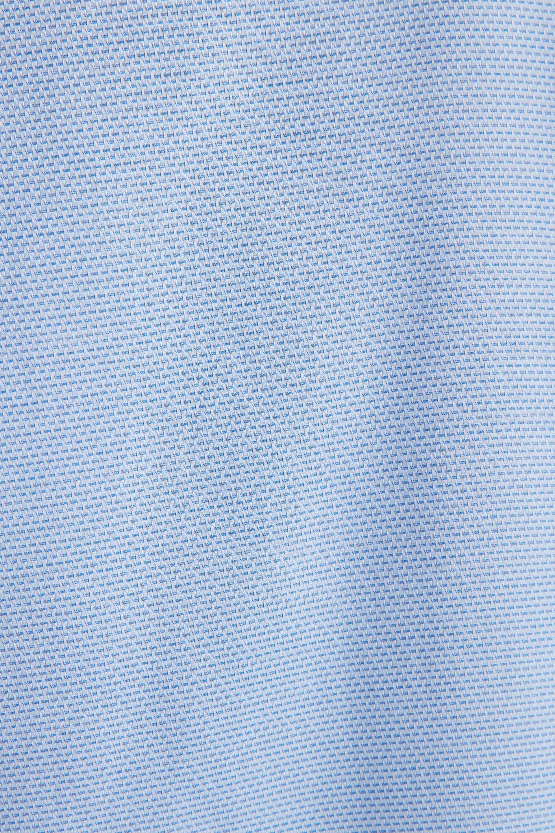 Light Blue Slim Fit Signature Textured Single Cuff Shirt With Trim Detail - Image 10 of 10