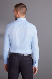 Light Blue Slim Fit Signature Textured Single Cuff Shirt With Trim Detail - Image 3 of 10