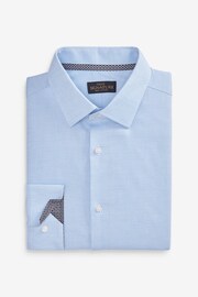 Light Blue Slim Fit Signature Textured Single Cuff Shirt With Trim Detail - Image 8 of 10