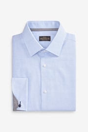 Blue Regular Fit Signature Textured Double Cuff Shirt With Trim Detail - Image 6 of 8