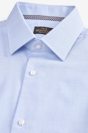Blue Regular Fit Signature Textured Double Cuff Shirt With Trim Detail - Image 7 of 8