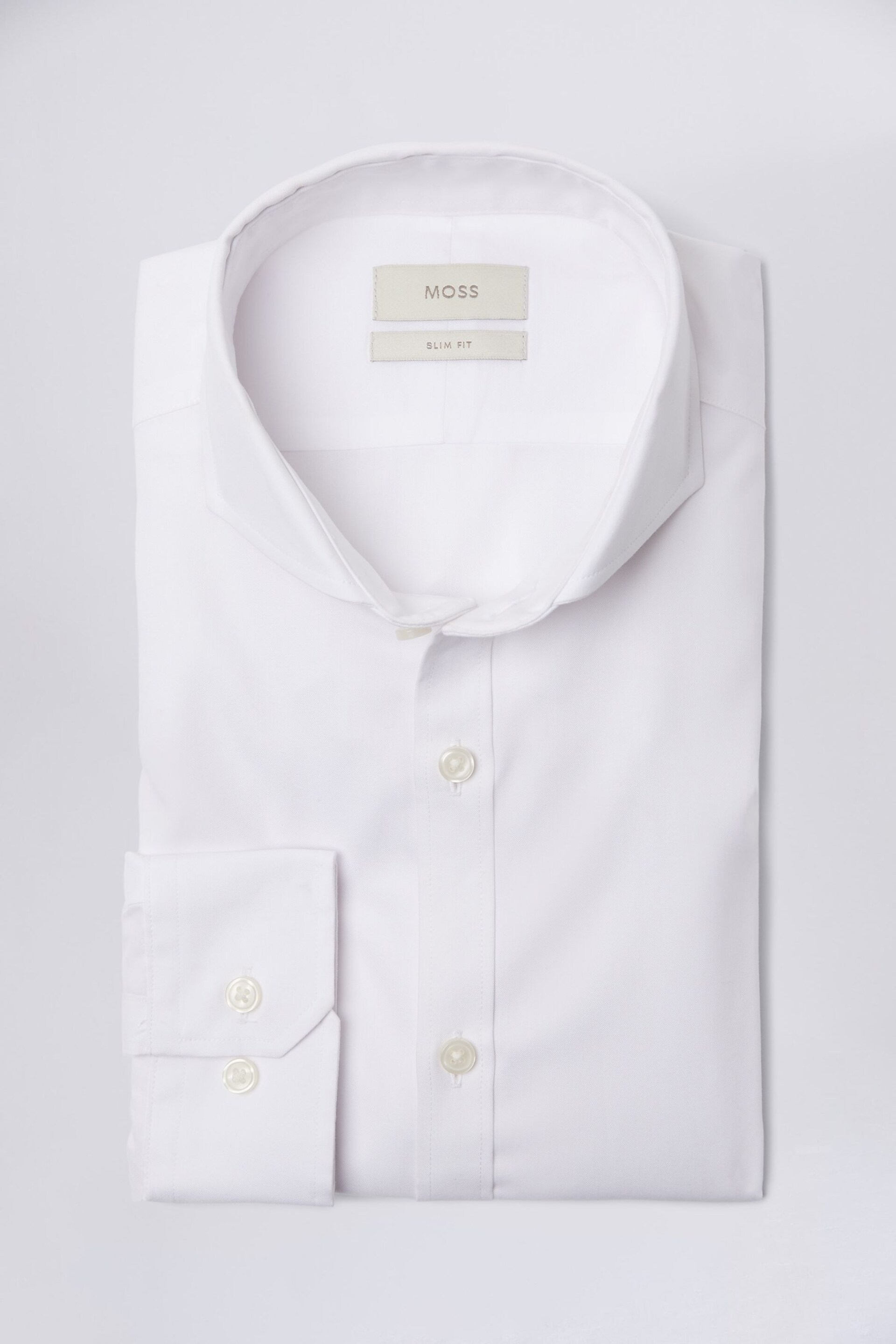 MOSS White Slim Fit Pinpoint Oxford Non Iron Shirt - Image 4 of 4