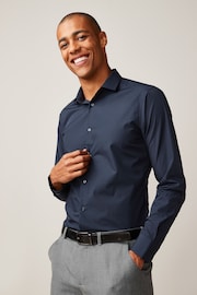 Blue Navy Slim Fit Easy Care Single Cuff Shirt - Image 1 of 7