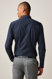 Blue Navy Slim Fit Easy Care Single Cuff Shirt - Image 3 of 7