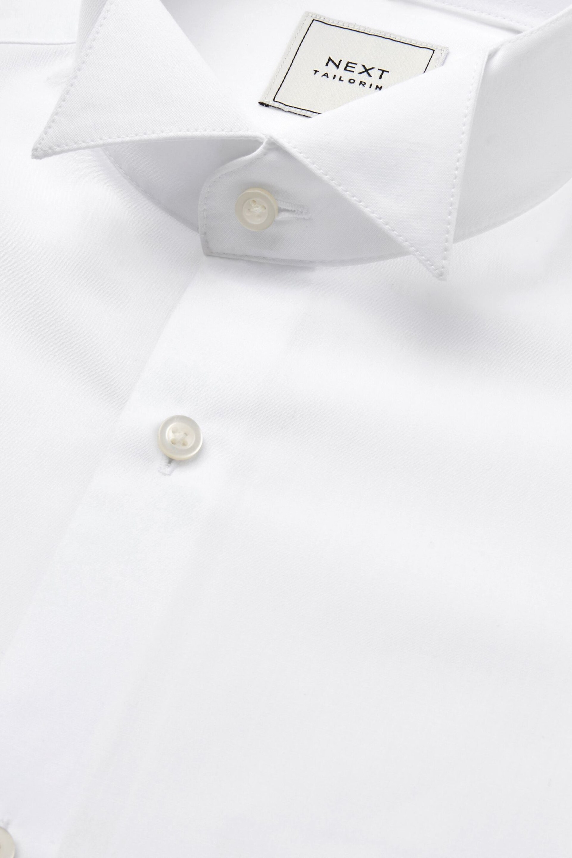 White Slim Fit Easy Care Double Cuff Wing Collar Shirt - Image 5 of 6