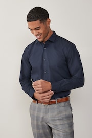 Blue Navy Regular Fit Easy Care Single Cuff Shirt - Image 2 of 7