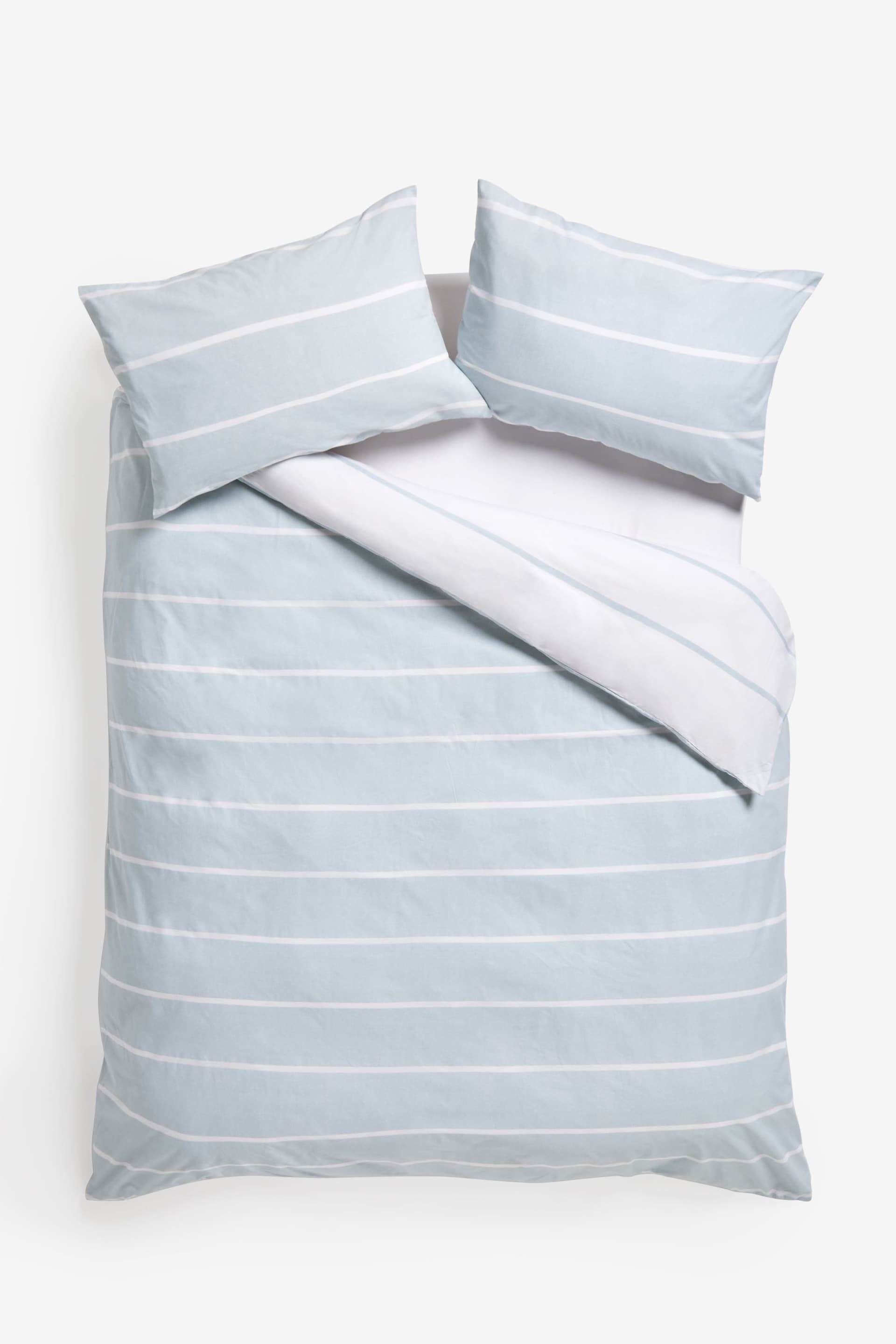 2 Pack Blue Stripe Reversible Duvet Cover and Pillowcase Set - Image 8 of 9