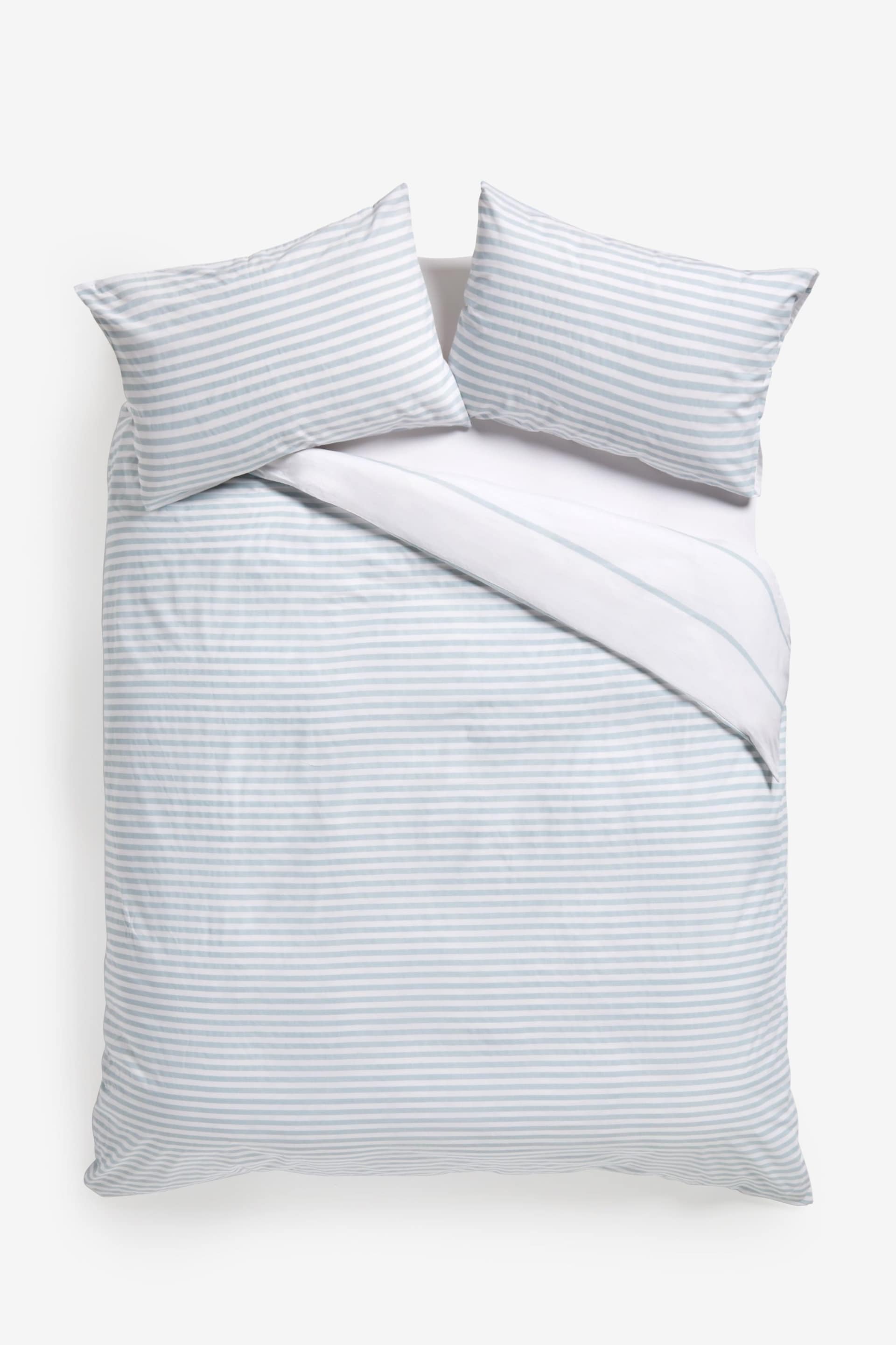 2 Pack Blue Stripe Reversible Duvet Cover and Pillowcase Set - Image 9 of 9