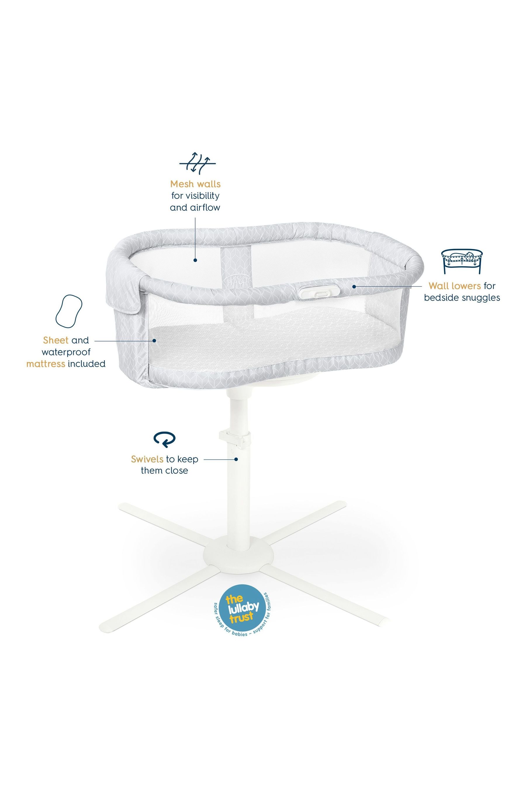 Buy HALO White BassiNest Essentia Morning Mist Swivel Sleeper Crib from Next Austria