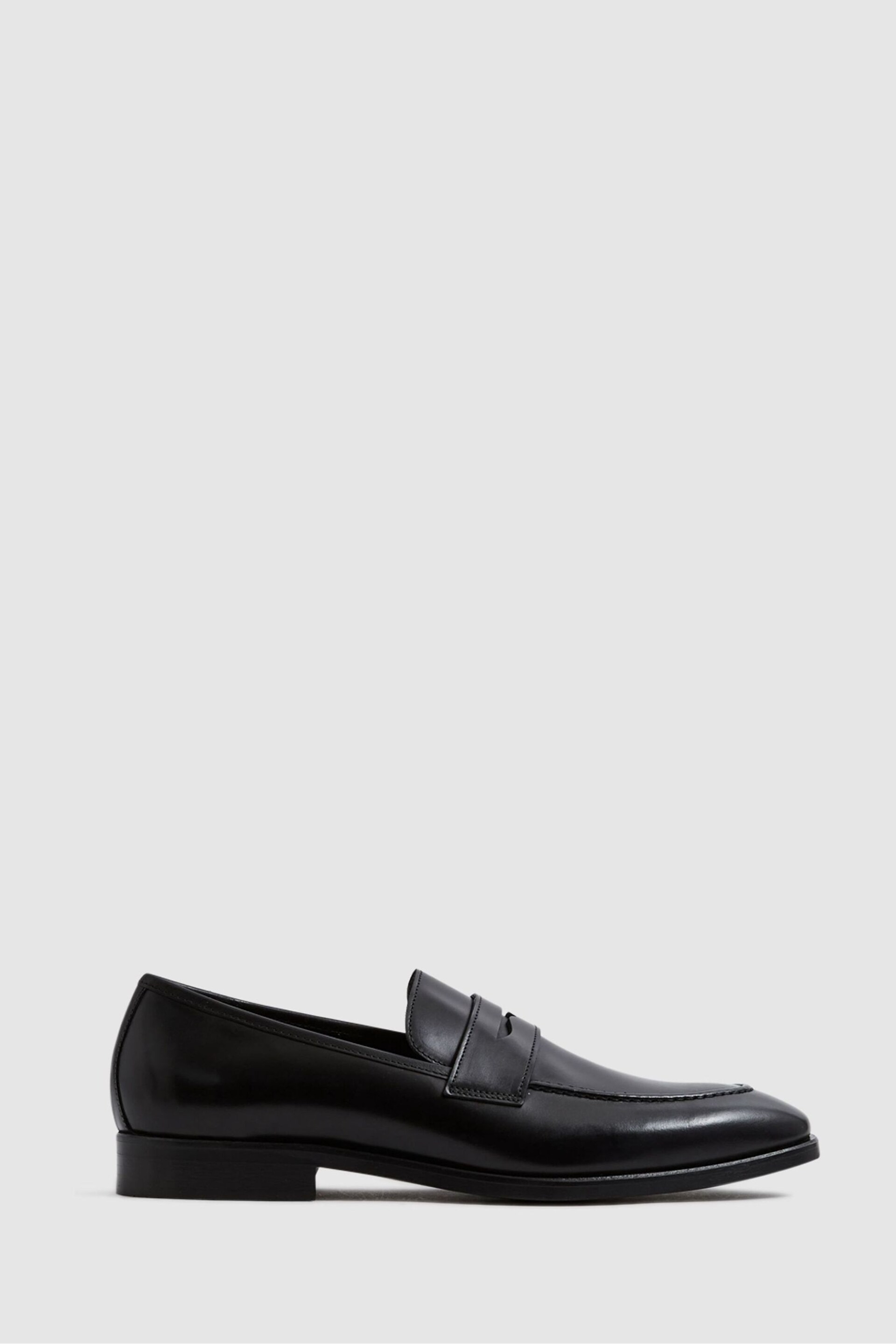 Reiss Black Grafton Leather Saddle Loafers - Image 1 of 6