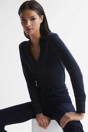 Reiss Navy Candise Collared Knitted Jumper - Image 1 of 7