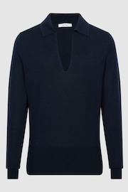 Reiss Navy Candise Collared Knitted Jumper - Image 2 of 7