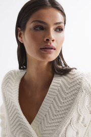 Reiss Ivory Claudine Cable Knit Shawl Neck Jumper - Image 6 of 7