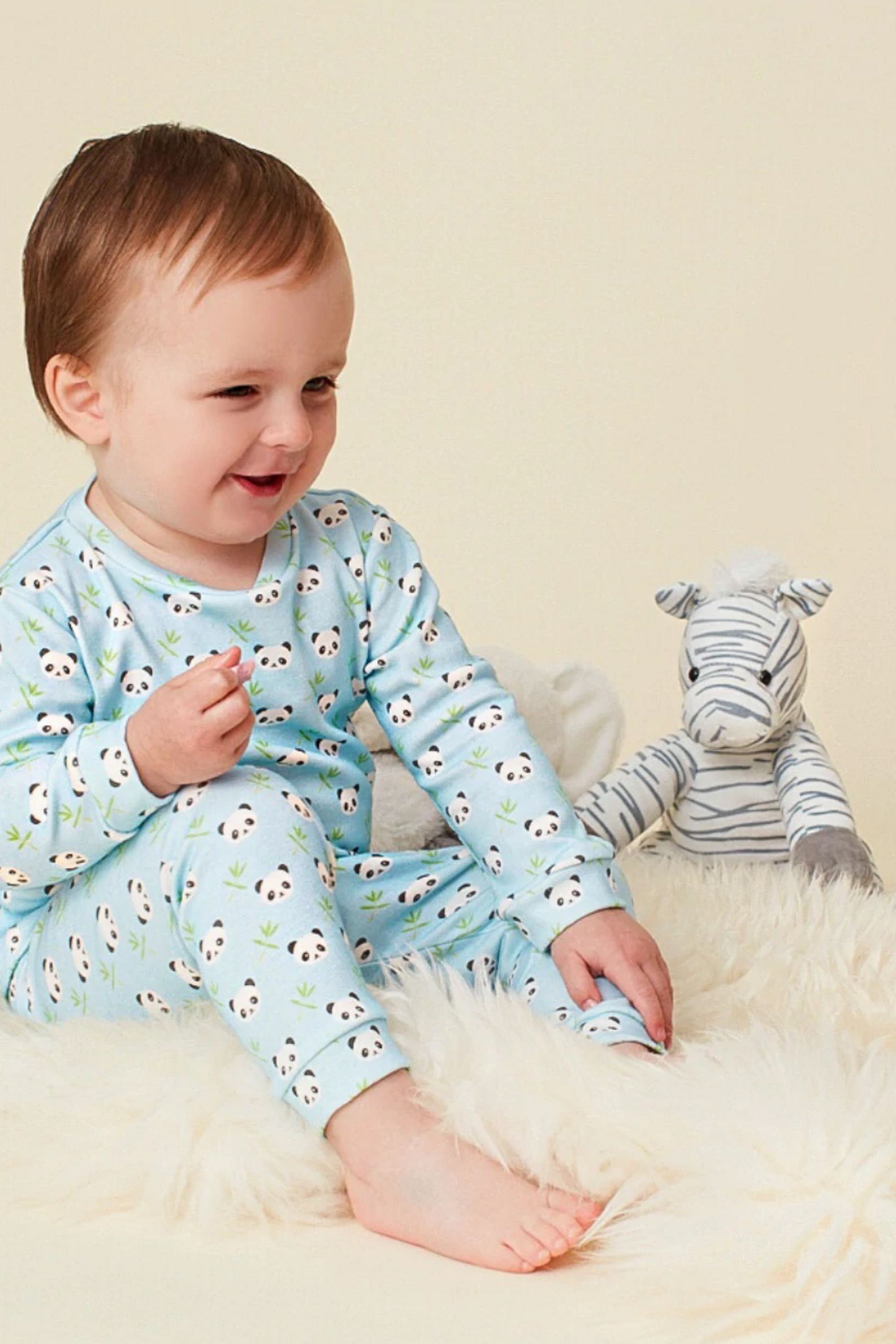Buy Babbico Blue Panda Print Cuffed 100 Cotton Pyjamas from the Next UK online shop
