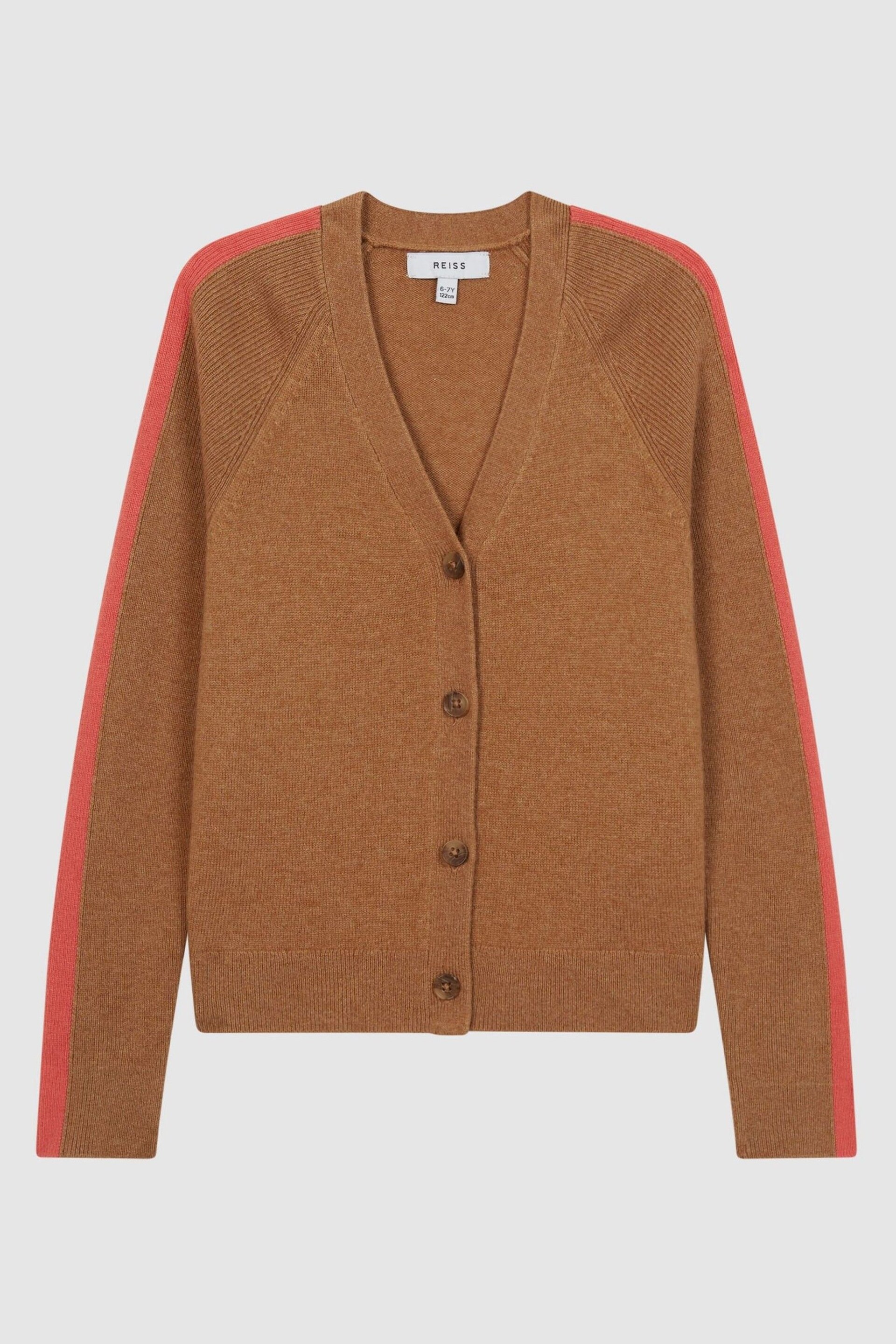 Reiss Tan Amelia Senior Colourblock Cardigan - Image 2 of 8