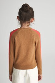 Reiss Tan Amelia Senior Colourblock Cardigan - Image 5 of 8