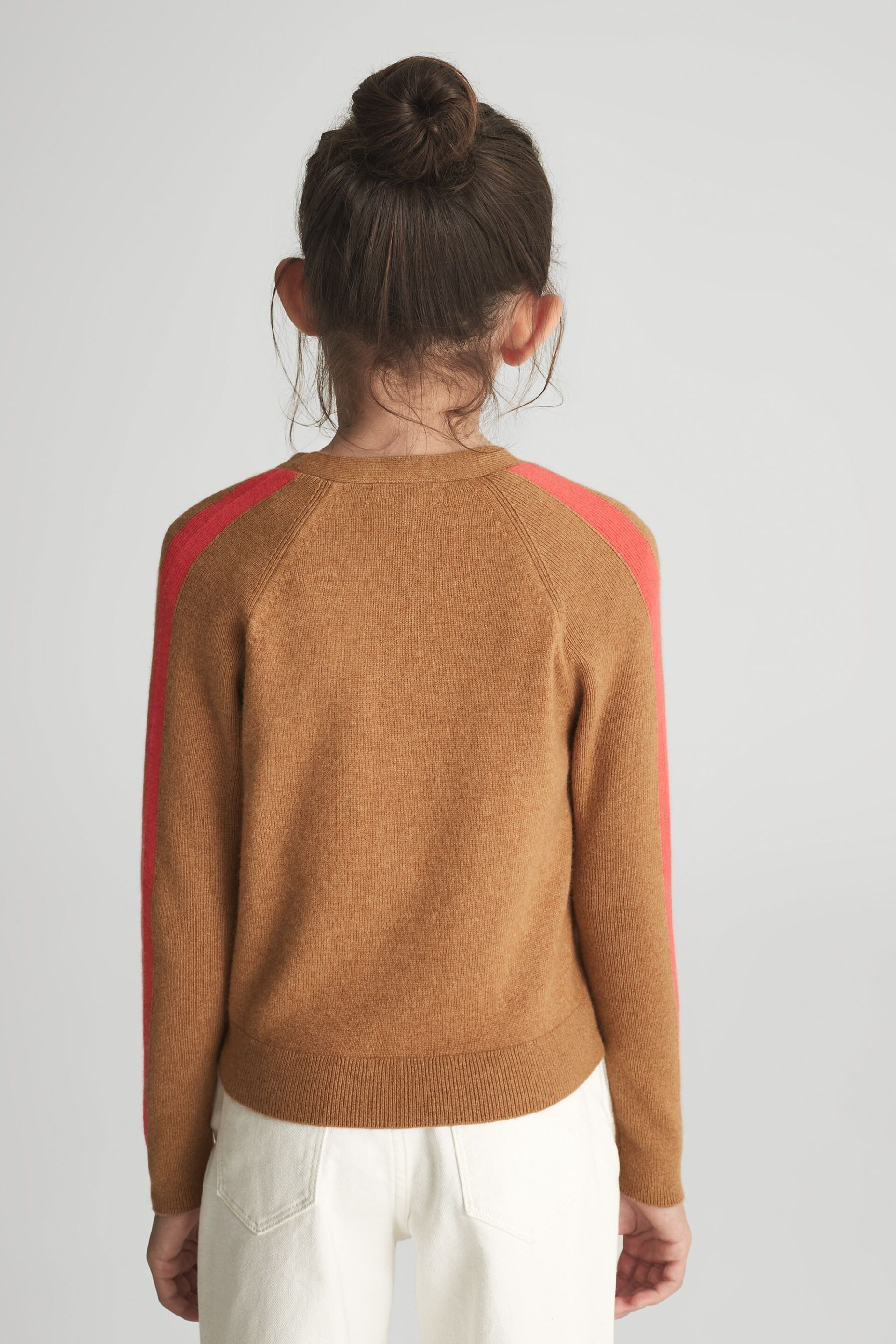 Reiss Tan Amelia Senior Colourblock Cardigan - Image 5 of 8