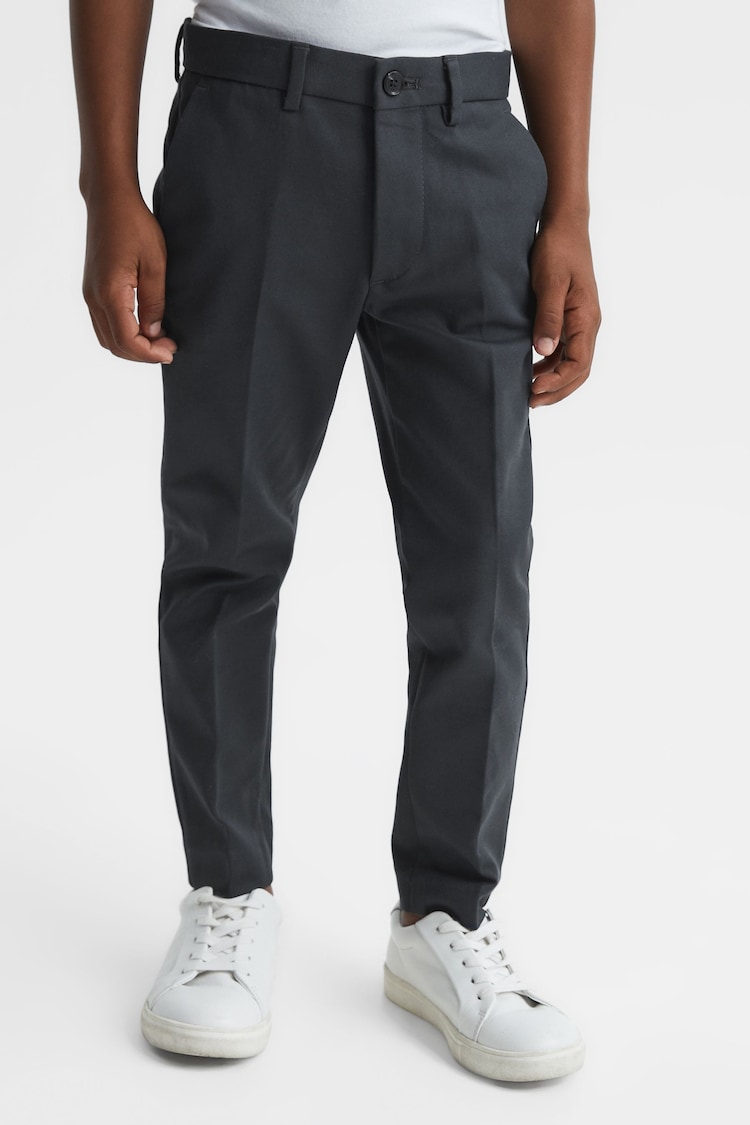 Reiss Steel Blue Eastbury Junior Slim Fit Adjustable Waist Chinos - Image 1 of 8